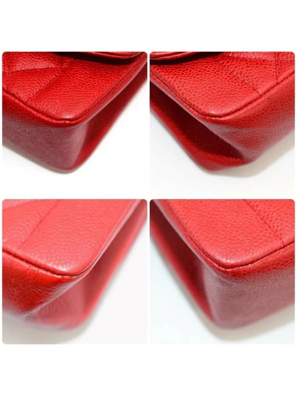 Chanel Quilted Diana 22 Chain Shoulder Caviar Leather Red Flat